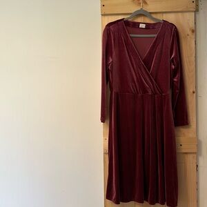 A new day long sleeve velvet red dress